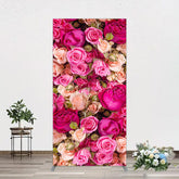 Aperturee - Aperturee Romantic Pink Champagne Rose Wedding Rectangle Backdrop